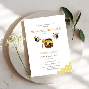 Invitation Fête de Bébé Maman Abeille Mignonne