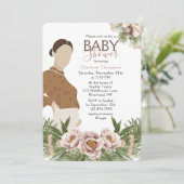 Invitation Fête de Bébé Maman Enceinte Rose Tendre (Debout devant)