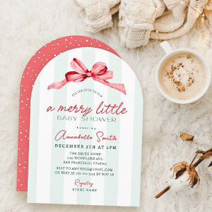 Invitation Fête de Bébé Merry Little avec Ruban Rouge et Rayu