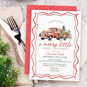 Invitation Fête de Bébé Merry Little Camion Rouge Vintage
