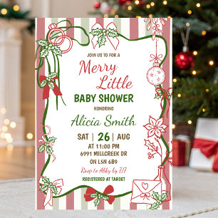 Invitation Fête de Bébé Merry Little Manuscrite Doodle