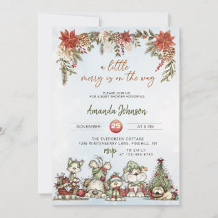 Invitation Fête de bébé Merry Puppy d'hiver