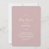 Invitation Fête de bébé Minimal Leaf | Dusty Rose (Devant)