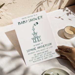 Invitation Fête de Bébé Minimaliste aux Illustrations à la Ma