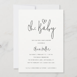 Invitation Fête de bébé minimaliste et neutre Oh Baby