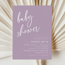 Fête de bébé minimaliste moderne violet