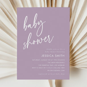 Invitation Fête de bébé minimaliste moderne violet