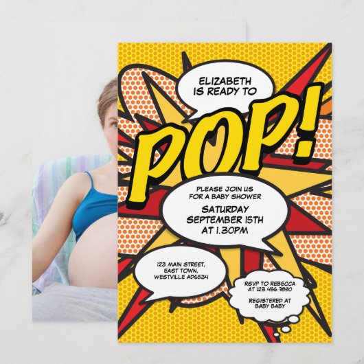 Invitation Fête de bébé moderne amusante prête à exploser Pho (Devant / Derrière)