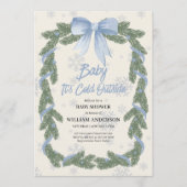 Invitation Fête de bébé Moderne Arc Bleu Bébé Il Fait Froid D (Devant)