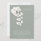 Invitation Fête de Bébé Moderne au Vert Sauge et Orchidée Bla (Devant)