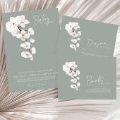 Invitation Fête de Bébé Moderne au Vert Sauge et Orchidée Bla