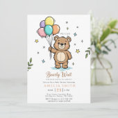 Invitation Fête de bébé moderne avec ours en peluche (Debout devant)