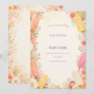 Invitation Fête de Bébé Moderne en Sucette   Douce Été