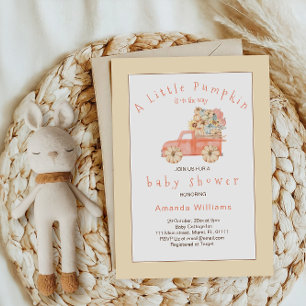 Invitation Fête de bébé moderne Floral d'automne Camion de ci