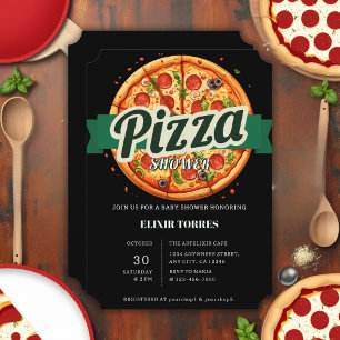 Invitation Fête de Bébé Moderne sur le Thème Pizza