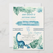 Invitation Fête de Bébé Naissance Imminente de Dinosaure de l (Devant)