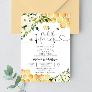 Invitation Fête de bébé neutre 'Bee A Little Honey'