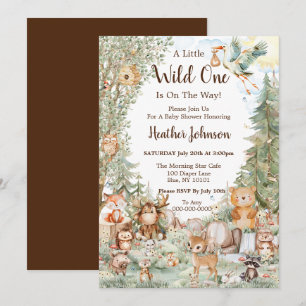 Invitation Fête de bébé neutre en forêt boisée