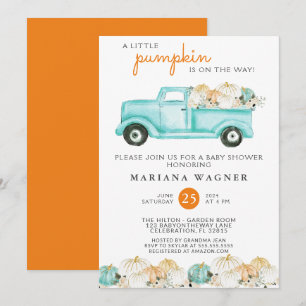 Invitation Fête de bébé neutre Little Pumpkin Camion