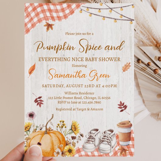 Invitation Fête de Bébé Neutre Pumpkin Spice Everything Nice