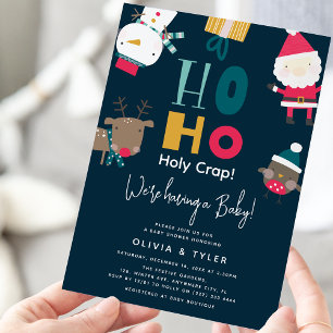 Invitation Fête de bébé Noël drôle Ho Ho Ho