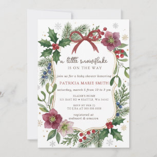 Invitation Fête de bébé Noël genre neutre Arc-en-ciel rouge