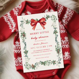 Invitation Fête de bébé Noël joyeux petit Ruban Rouge