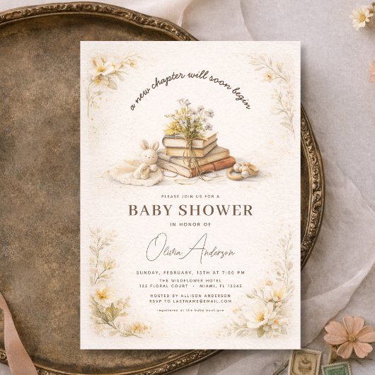 Invitation Fête de Bébé Nouveau Chapitre Commence