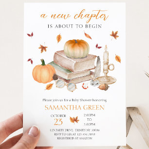 Invitation Fête de Bébé Nouveau Chapitre d'Automne à Venir
