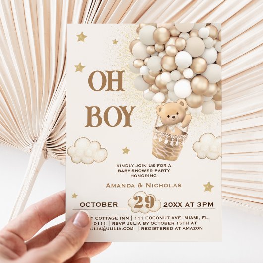 Invitation Fête de bébé Oh Boy