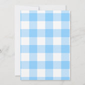 Invitation Fête de bébé Oh Boy avec ruban Gingham bleu (Dos)