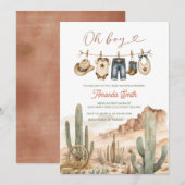 Invitation Fête de bébé Oh Boy Cactus du désert (Devant / Derrière)