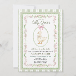 Invitation Fête de bébé oie vert sauge vintage