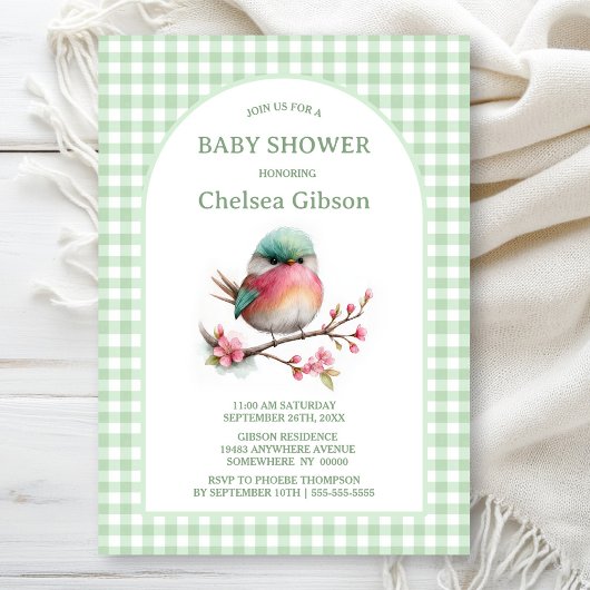 Invitation Fête de Bébé Oiseau Coloré
