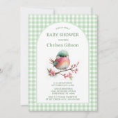 Invitation Fête de Bébé Oiseau Coloré (Devant)