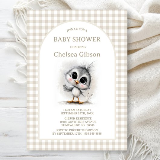 Invitation Fête de bébé oiseau de campagne