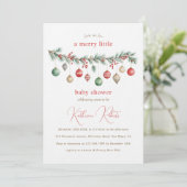 Invitation Fête de Bébé Ornements de Noël Joyeux (Debout devant)