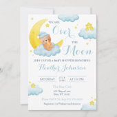 Invitation Fête de Bébé Ours Au-Dessus de la Lune (Devant)