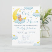 Invitation Fête de Bébé Ours Au-Dessus de la Lune (Debout devant)