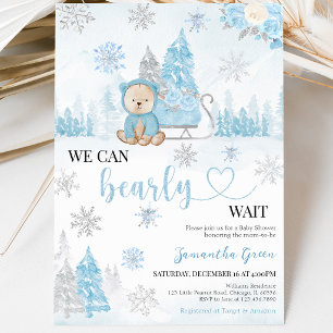 Invitation Fête de bébé ours bleu