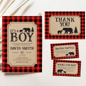 Invitation Fête de bébé ours bûcheron