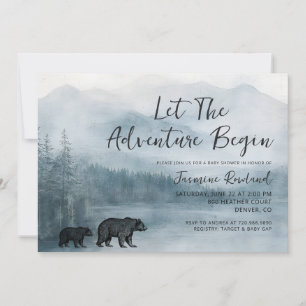 Invitation Fête de Bébé Ours de la Forêt Rustique Aventure At