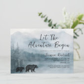 Invitation Fête de Bébé Ours de la Forêt Rustique Aventure At (Debout devant)