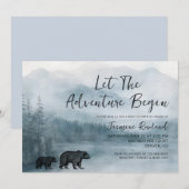 Invitation Fête de Bébé Ours de la Forêt Rustique Aventure At (Devant / Derrière)