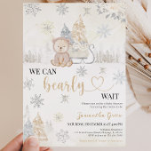 Invitation Fête de bébé Ours en Or