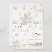 Invitation Fête de bébé Ours en Or (Devant)