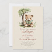 Invitation Fête de bébé Ours en peluche lisant le chapitre su (Devant)