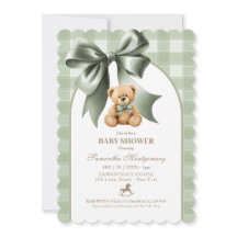 Fête de bébé ours en peluche sage vert carreaux Pr