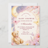 Invitation Fête de Bébé Ours Lunaire Céleste (Devant)