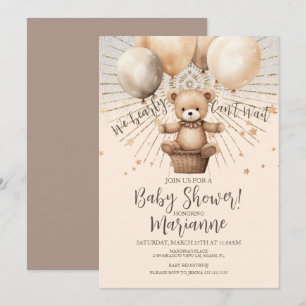 Invitation Fête de bébé ours pailleté bohème rustique